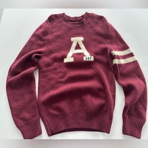 Abercrombie 2000's Burgundy Sweater with Letter A - Made in the USA 🇺🇸